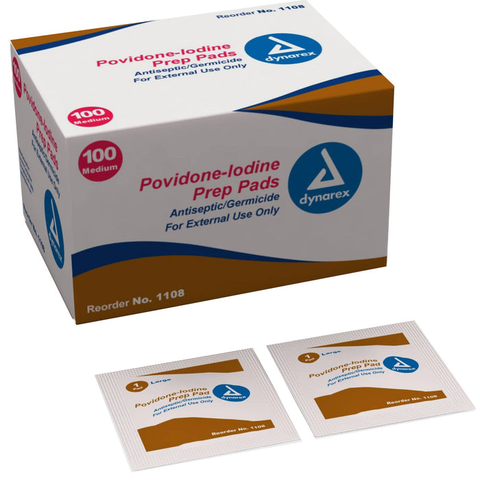 Dynarex-1108 PVP Prep Pad Dynarex 10% Strength Povidone-Iodine Individual Packet Medium NonSterile