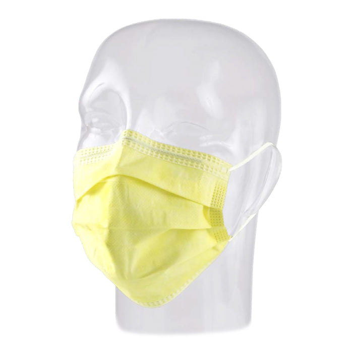 Aspen Surgical Products-15100 Procedure Mask Pleated Earloops One Size Fits Most Yellow NonSterile Not Rated Adult