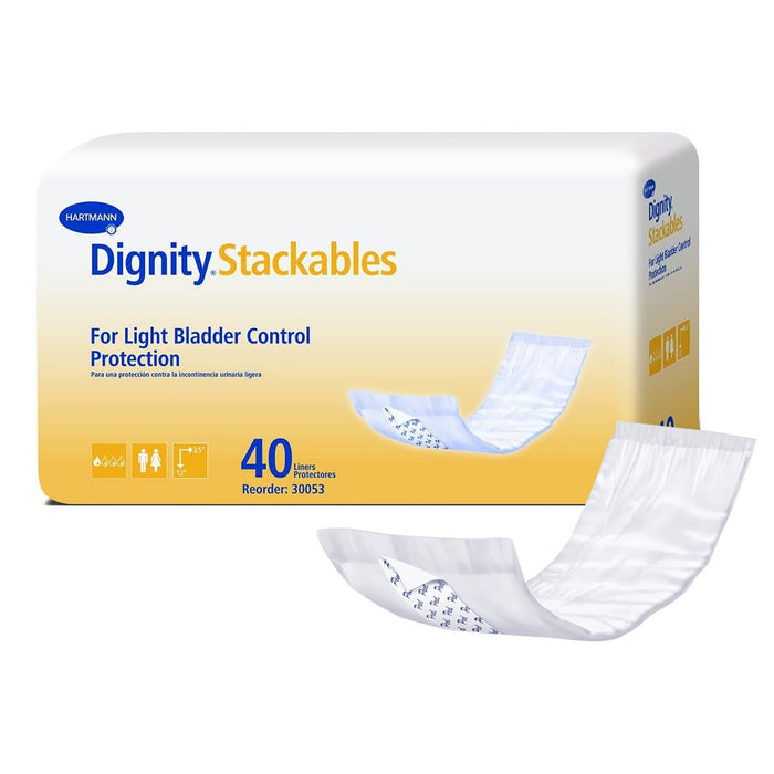 Hartmann-30053-180 Bladder Control Pad Dignity Stackables 3-1/2 X 12 Inch Light Absorbency Polymer Core One Size Fits Most Adult Unisex Disposable