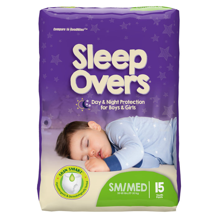 First Quality-SLP05301 Unisex Youth Absorbent Underwear Cuties Sleep Overs Pull On with Tear Away Seams Small / Medium Disposable Heavy Absorbency