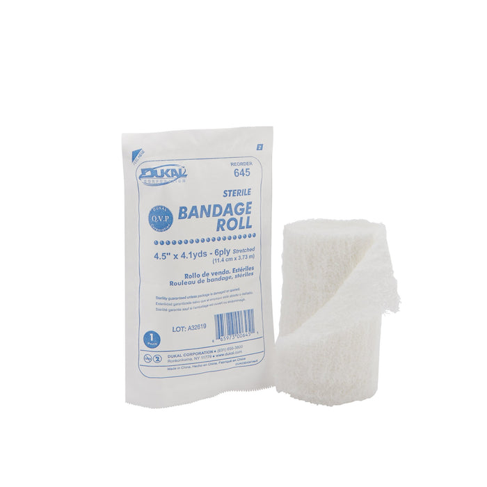 Dukal-645 Fluff Bandage Roll Dukal Cotton 6-Ply 4-1/2 Inch X 4-1/10 Yard Roll Shape Sterile