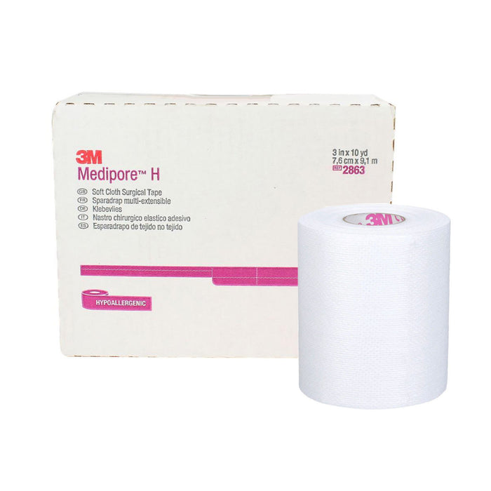 3M-2863 Medical Tape 3M Medipore H Perforated Soft Cloth 3 Inch X 10 Yard White NonSterile