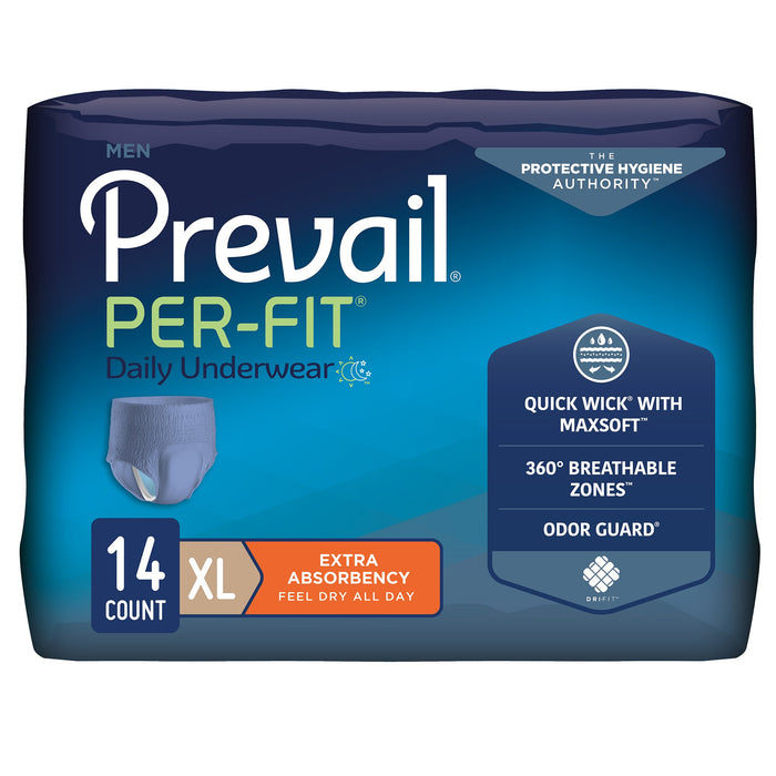 First Quality-PFM-514 Male Adult Absorbent Underwear Prevail Per-Fit Men Pull On with Tear Away Seams X-Large Disposable Moderate Absorbency