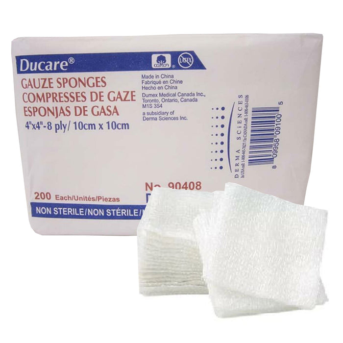 Derma Sciences-90408 USP Type VII Gauze Sponge Ducare Cotton 8-Ply 4 X 4 Inch Square NonSterile