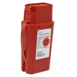 Cardinal-8303SA Pocket Shuttle Sharps Container SharpSafety 8-3/4 H X 2-1/2 D X 4-1/2 W Inch 1 Quart Red Base / Red Lid Vertical Entry
