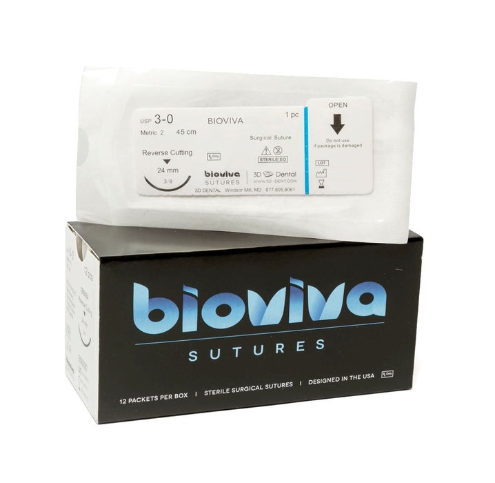 Bioviva Silk Sutures Black Reverse Cutting Needle Box/12