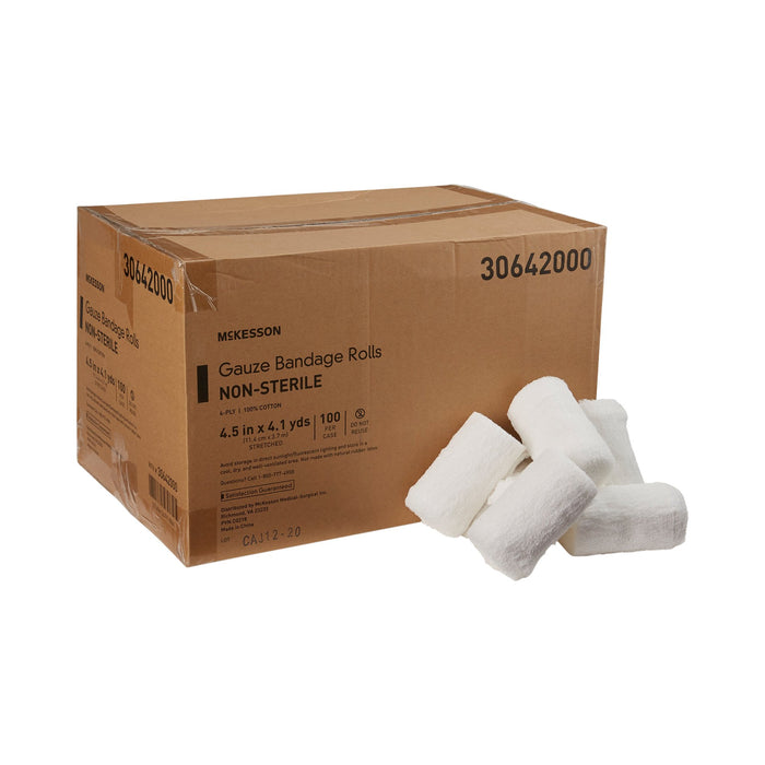 McKesson-30642000 Fluff Bandage Roll Cotton 6-Ply 4-1/2 Inch X 4-1/10 Yard Roll Shape NonSterile