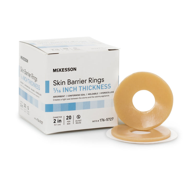 McKesson-176-5727 Skin Barrier Ring Moldable, Standard Wear Adhesive without Tape Without Flange Universal System Hydrocolloid 2 Inch Diameter X 1/16 Inch Thickness