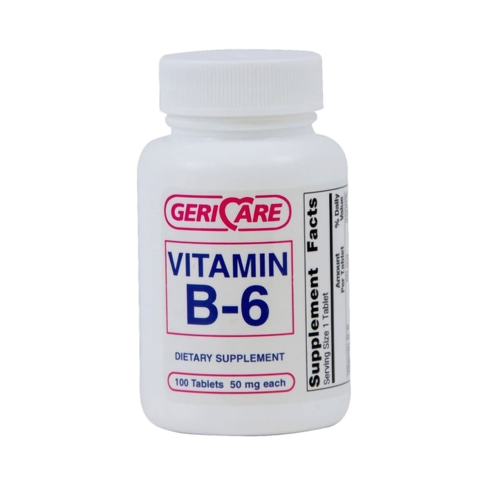 McKesson-853-01-GCP Vitamin Supplement Geri-Care Vitamin B6 50 mg Strength Tablet 100 per Bottle