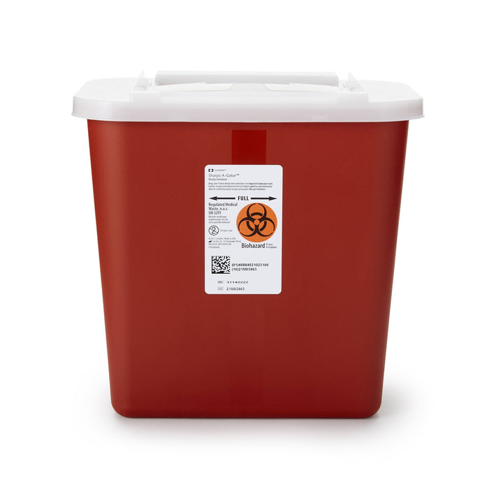 Cardinal-31142222 Sharps Container Sharps-A-Gator 10-1/4 H X 7 D X 10-1/2 W Inch 2 Gallon Red Base / Translucent Lid Vertical Entry