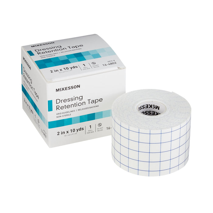 McKesson-16-4802 Dressing Retention Tape with Liner Water Resistant Nonwoven / Printed Release Paper 2 Inch X 10 Yard White NonSterile