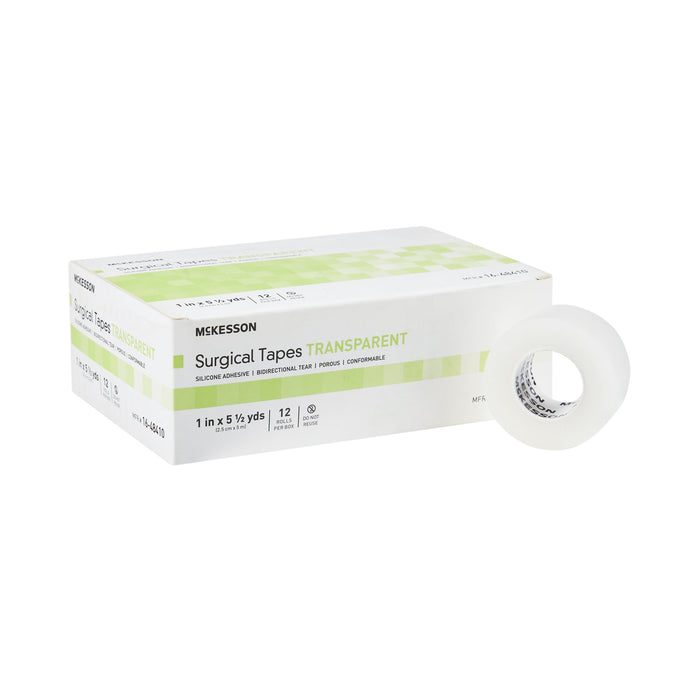 McKesson-16-48410 Medical Tape Porous Plastic / Silicone 1 Inch X 5-1/2 Yard Transparent NonSterile