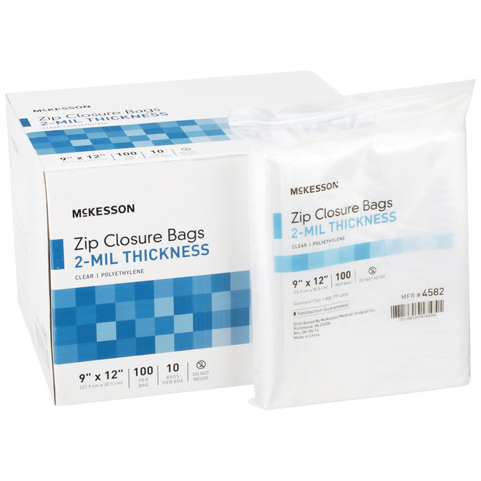 McKesson-4582 Reclosable Bag 9 X 12 Inch Polyethylene Clear Zipper Closure