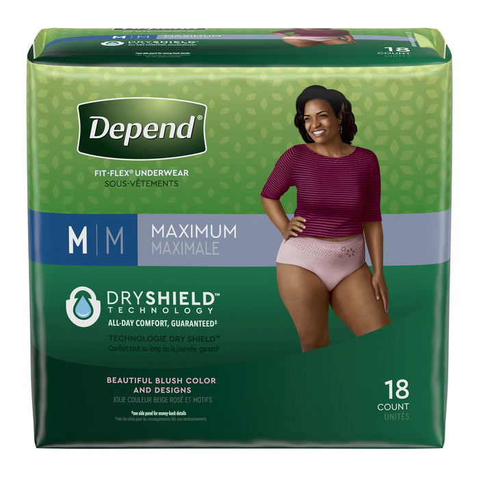 Kimberly Clark-47932 Female Adult Absorbent Underwear Depend FIT-FLEX Pull On with Tear Away Seams Medium Disposable Heavy Absorbency