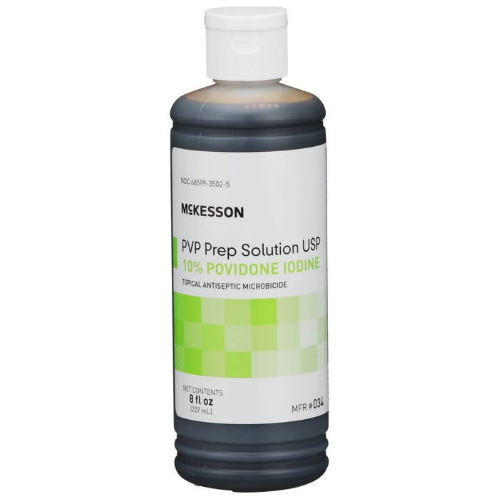 McKesson-034 Skin Prep Solution 8 oz. Flip-Top Bottle 10% Strength Povidone-Iodine NonSterile