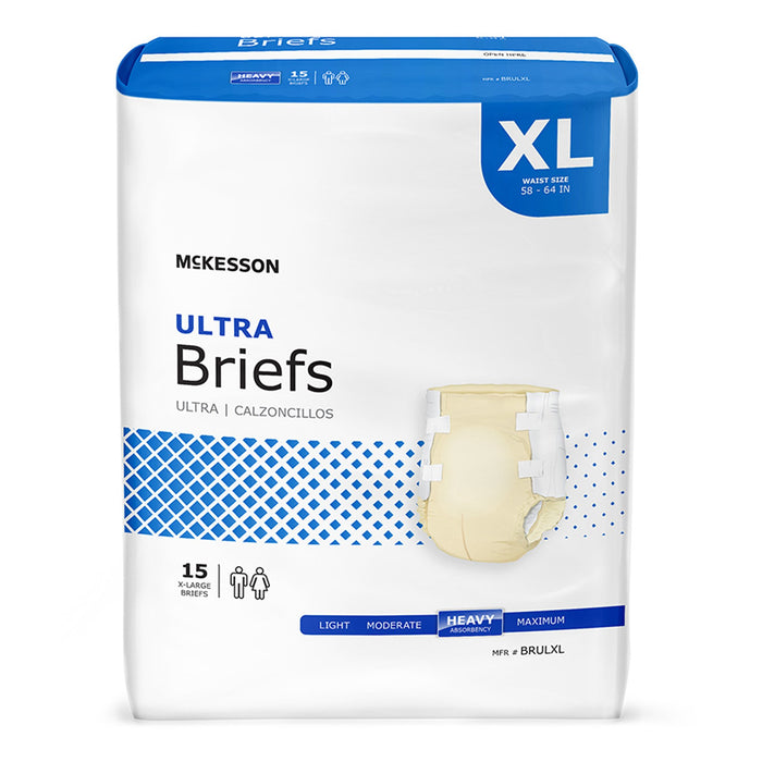 McKesson-BRULXL Unisex Adult Incontinence Brief Ultra X-Large Disposable Heavy Absorbency