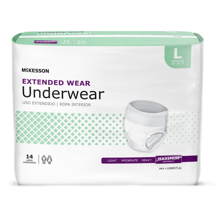 McKesson-UWEXTLG Unisex Adult Absorbent Underwear Pull On with Tear Away Seams Large Disposable Heavy Absorbency