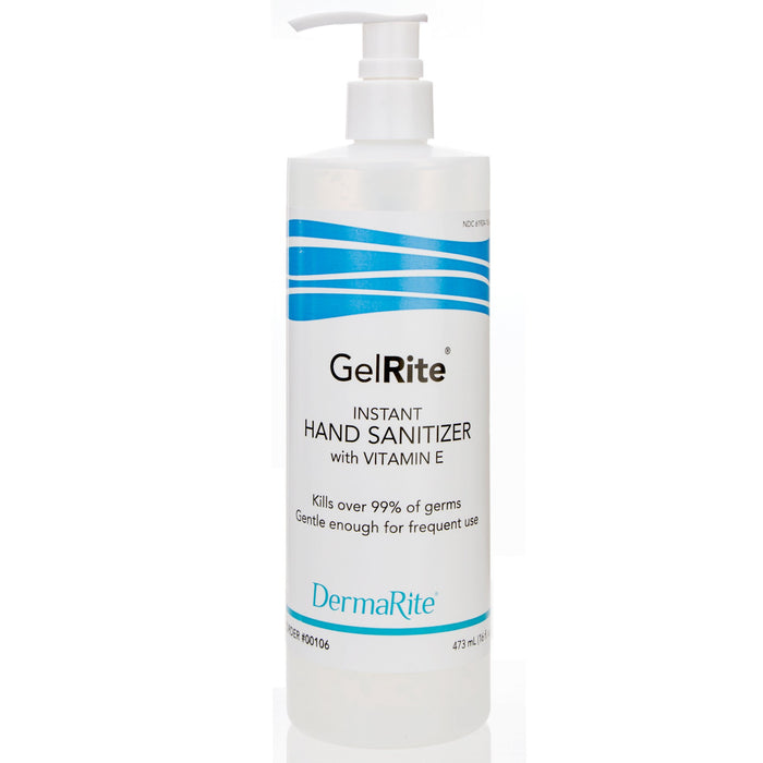 DermaRite Industries-00106 Hand Sanitizer GelRite 16 oz. Ethyl Alcohol Gel Pump Bottle