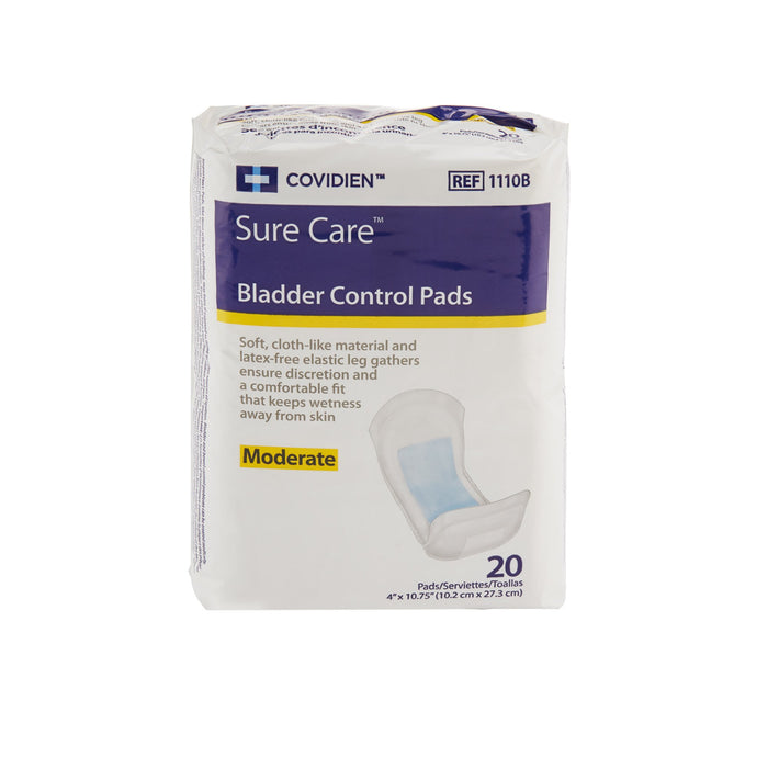 Cardinal-1110B Bladder Control Pad Sure Care 4 X 10-3/4 Inch Moderate Absorbency Polymer Core One Size Fits Most Adult Unisex Disposable