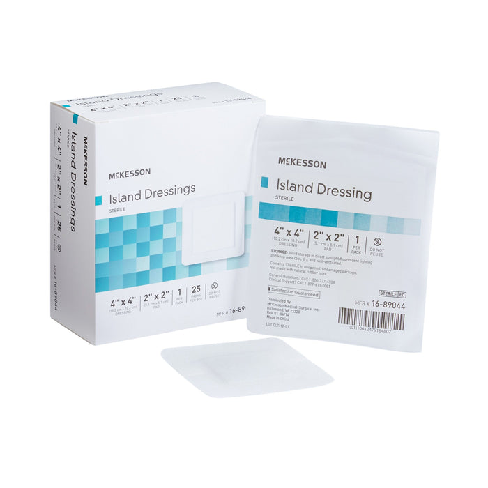 McKesson-16-89044 Adhesive Dressing 4 X 4 Inch Polypropylene / Rayon Square White Sterile