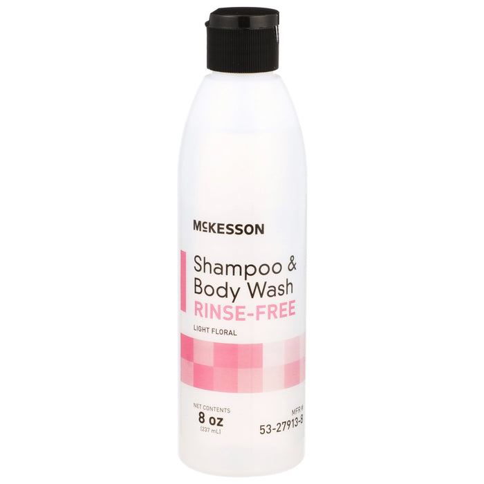 McKesson-53-27913-8 Rinse-Free Shampoo and Body Wash 8 oz. Flip Top Bottle Light Floral Scent