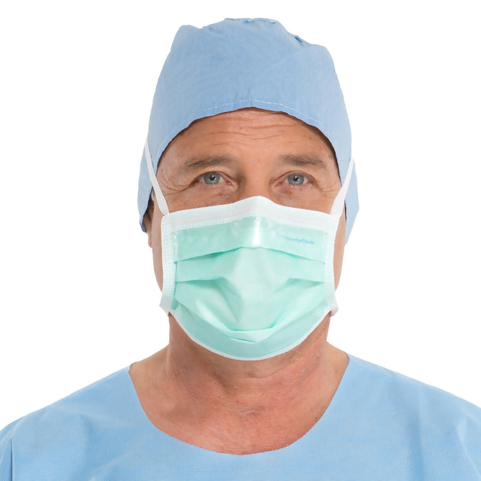 O&M Halyard Inc-49215 Surgical Mask Halyard Anti-fog Adhesive Film Pleated Tie Closure One Size Fits Most Green NonSterile Not Rated Adult