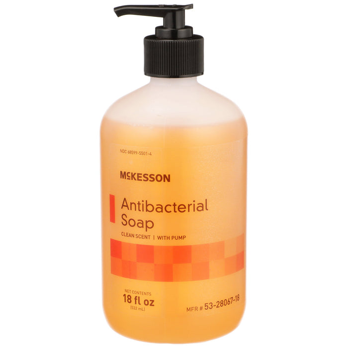 McKesson-53-28067-18 Antibacterial Soap Liquid 18 oz. Pump Bottle Clean Scent