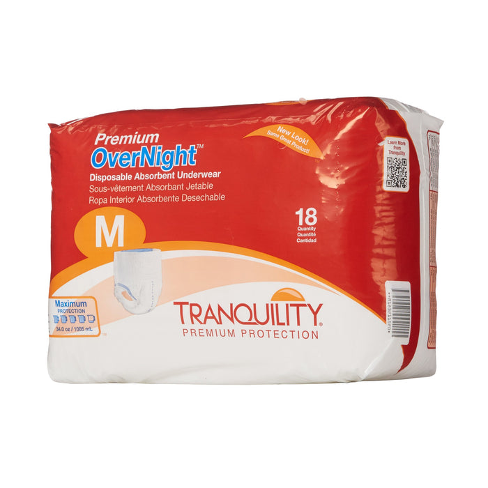 Principle Business Enterprises-2115 Unisex Adult Absorbent Underwear Tranquility Premium OverNight Pull On with Tear Away Seams Medium Disposable Heavy Absorbency