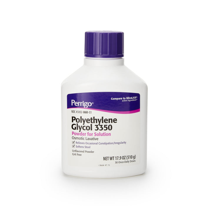 Perrigo Company-45802086803 Polyethylene Glycol 3350 (PEG 3350) 17 Gram / Dose Powder for Solution Bottle 17.9 oz.
