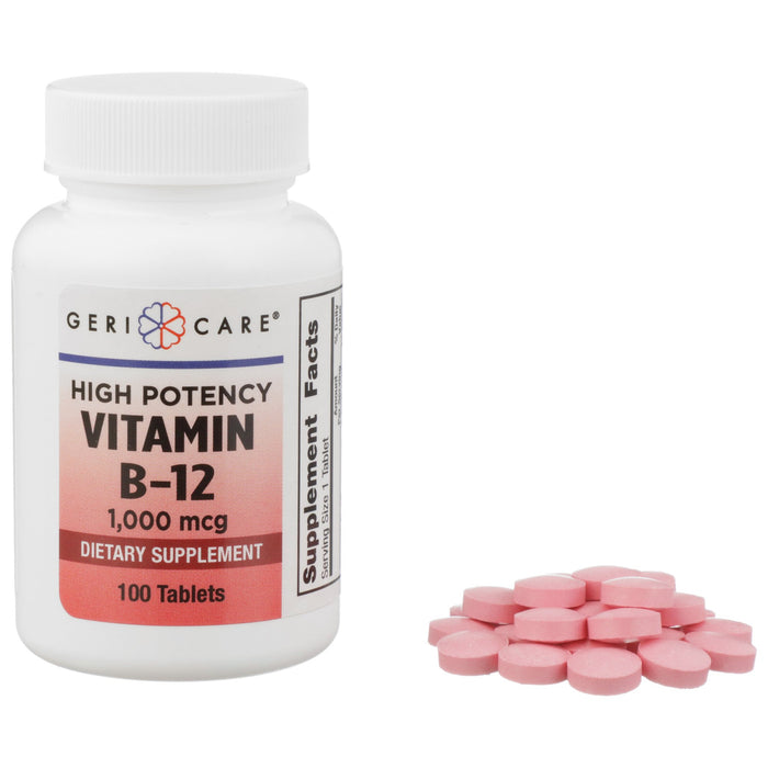 McKesson-896-01-GCP Vitamin Supplement Geri-Care Vitamin B12 1000 mcg Strength Tablet 100 per Bottle