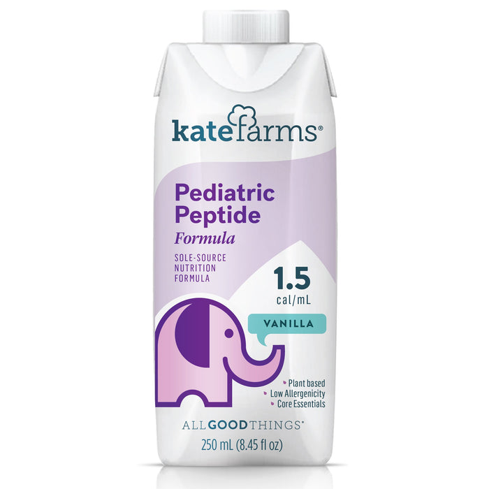Kate Farms-851823006201 Pediatric Oral Supplement / Tube Feeding Formula Kate Farms Pediatric Peptide 1.5 Vanilla Flavor 8.5 oz. Carton Ready to Use