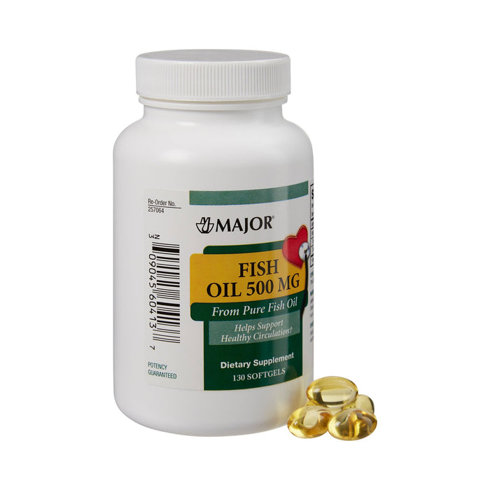 Major Pharmaceuticals-00904560413 Omega 3 Supplement Major Fish Oil 500 mg Strength Softgel 130 per Bottle