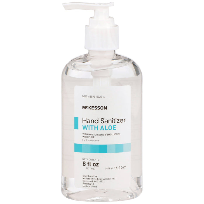 McKesson-16-1069 Hand Sanitizer with Aloe 8 oz. Ethyl Alcohol Gel Pump Bottle