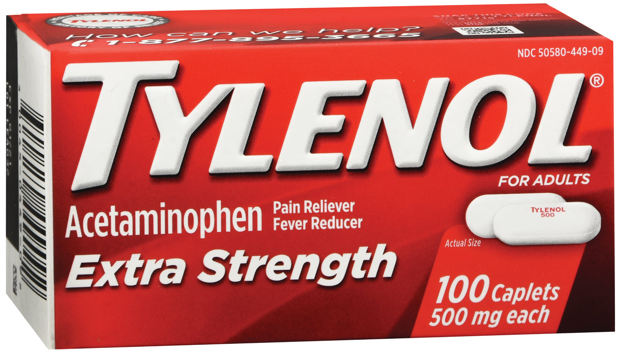 Johnson & Johnson Consumer-30300450449093 Pain Relief Tylenol 500 mg Strength Acetaminophen Caplet 100 per Box