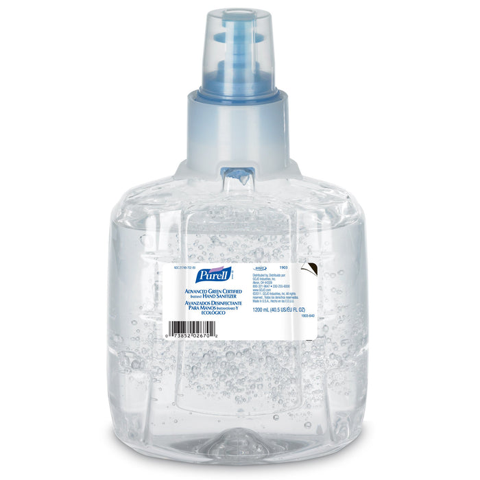 GOJO-1903-02 Hand Sanitizer Purell Advanced 1,200 mL Ethyl Alcohol Gel Dispenser Refill Bottle