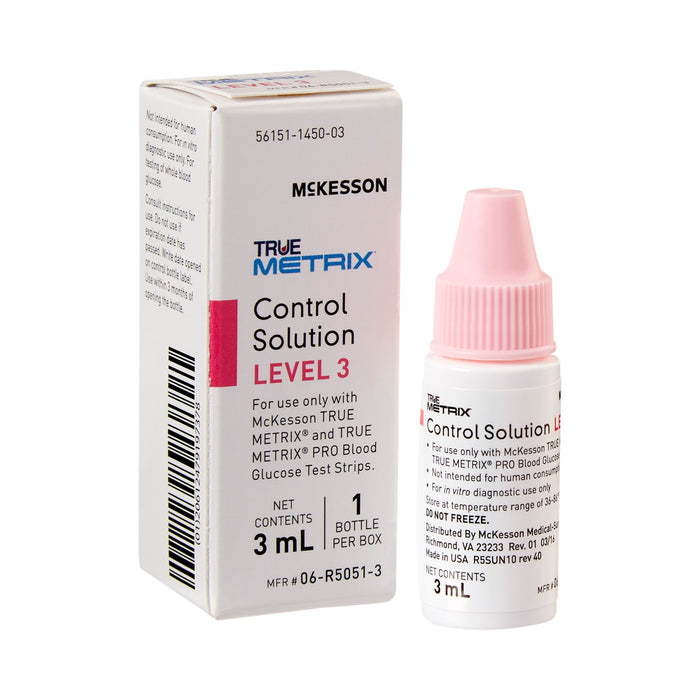 McKesson-06-R5051-3 Blood Glucose Control Solution TRUE METRIX Blood Glucose Testing 3 mL Level 3