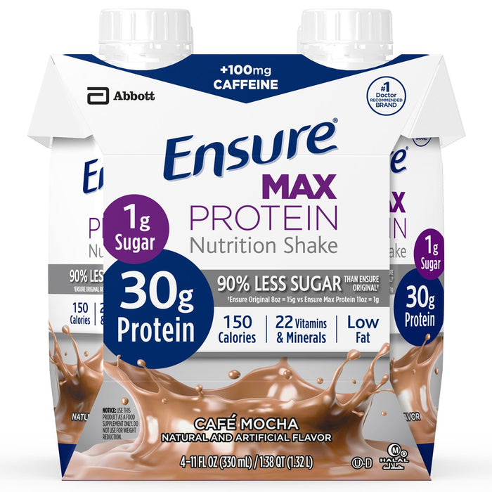 Abbott Nutrition-66893 Oral Protein Supplement Ensure Max Protein Nutrition Shake Café Mocha Flavor Ready to Use 11 oz. Carton