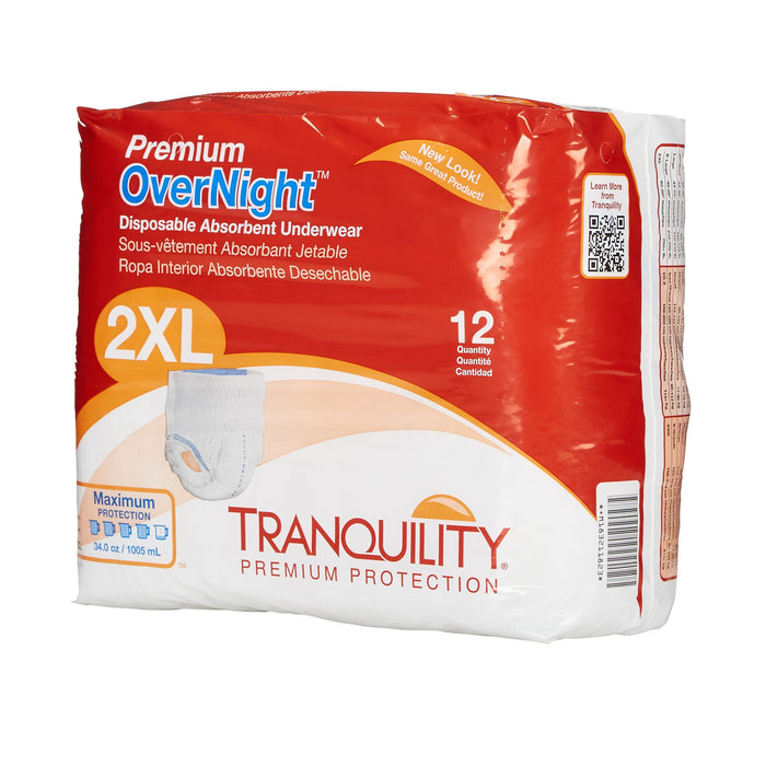 Principle Business Enterprises-2118 Unisex Adult Absorbent Underwear Tranquility Premium OverNight Pull On with Tear Away Seams 2X-Large Disposable Heavy Absorbency