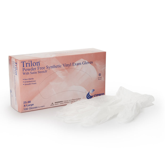 McKesson-25-98 Exam Glove Trilon X-Large NonSterile Vinyl Standard Cuff Length Smooth Clear Not Chemo Approved