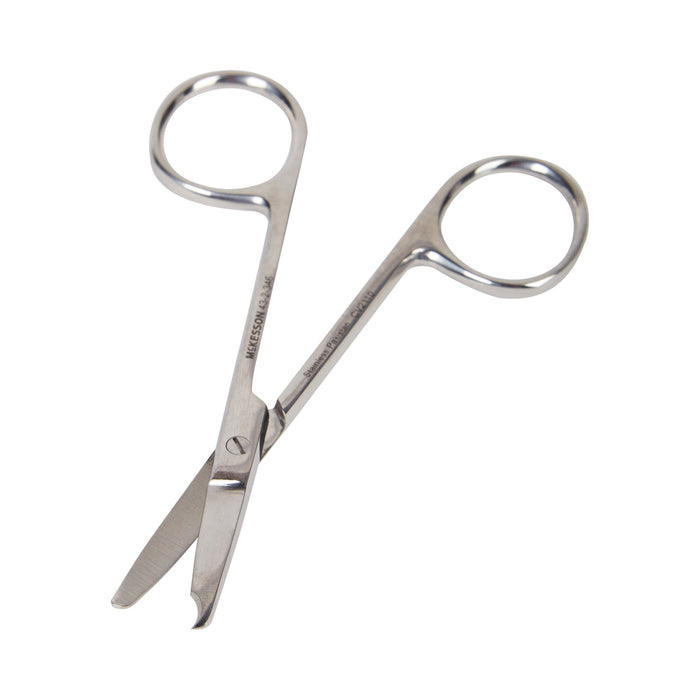 McKesson-43-2-346 Suture Scissors Spencer 3-1/2 Inch Office Grade Stainless Steel NonSterile Finger Ring Handle Straight Blunt Tip / Blunt Tip