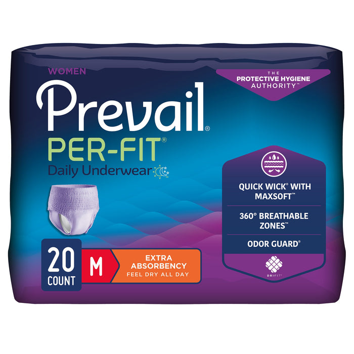 First Quality-PFW-512 Female Adult Absorbent Underwear Prevail Per-Fit Women Pull On with Tear Away Seams Medium Disposable Moderate Absorbency