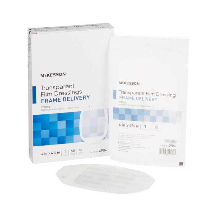 McKesson-4986 Transparent Film Dressing Octagon 4 X 4-3/4 Inch Frame Style Delivery Without Label Sterile