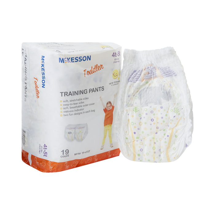 McKesson-TP-4T5T Unisex Toddler Training Pants Pull On with Tear Away Seams Size 4T to 5T Disposable Heavy Absorbency
