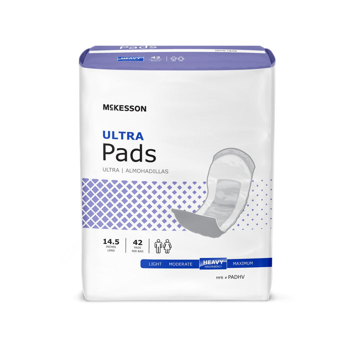 McKesson-PADHV Bladder Control Pad Ultra 14-1/2 Inch Length Heavy Absorbency Polymer Core One Size Fits Most Adult Unisex Disposable
