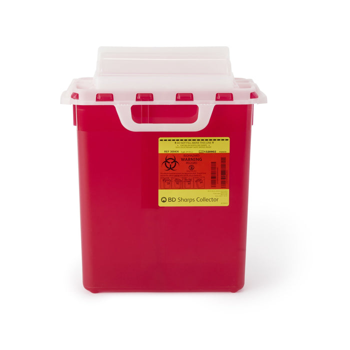 BD-305436 Sharps Container BD 16-3/5 H X 10-7/10 W X 6 D Inch 3 Gallon Red Base / Pearl Lid Horizontal Entry