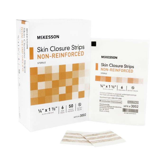 McKesson-3002 Skin Closure Strip 1/4 X 1-1/2 Inch Nonwoven Material Flexible Strip Tan