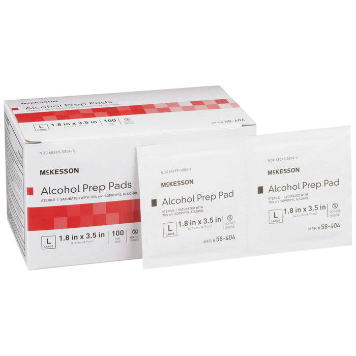 McKesson-58-404 Alcohol Prep Pad 70% Strength Isopropyl Alcohol Individual Packet Large Sterile
