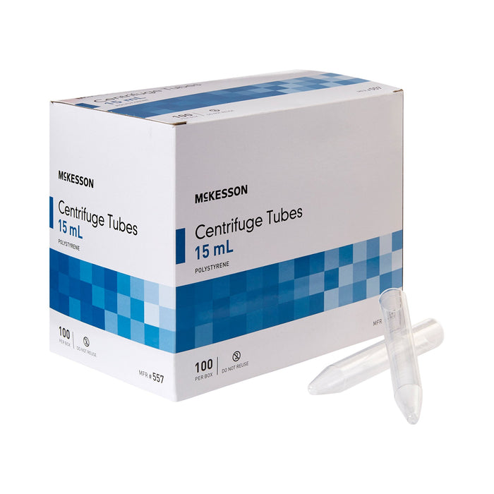 McKesson-557 Centrifuge Tube Conical Bottom Plain 15 mL Without Color Coding Without Closure Polystyrene Tube