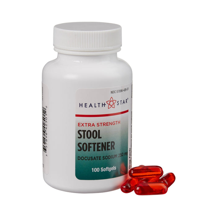 McKesson-425-01-HST Stool Softener Geri-Care HealthStar Softgel 100 per Bottle 250 mg Strength Docusate Sodium