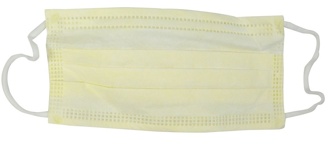 Cardinal-AT70021 Procedure Mask Cardinal Health Pleated Earloops One Size Fits Most Yellow NonSterile ASTM Level 1 Adult